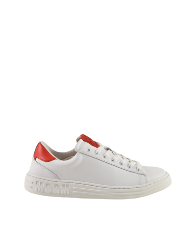 Shop Msgm Mens White / Red Sneakers