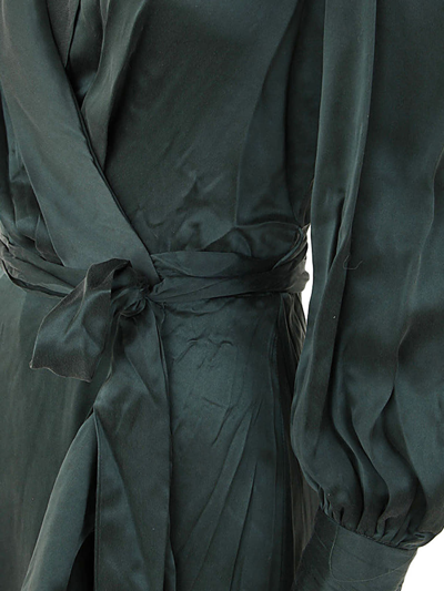 Shop Zimmermann Silk Wrap Midi Dress In Bogr Bottle Green