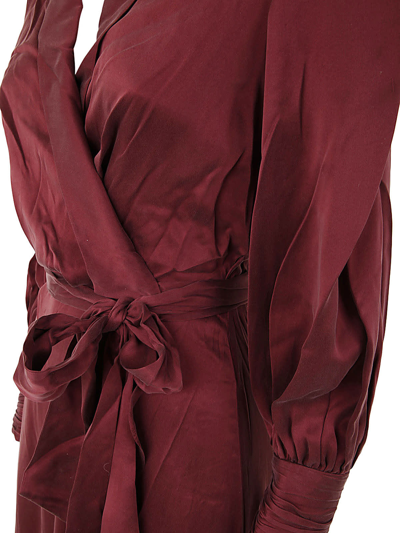 Shop Zimmermann Silk Wrap Midi Dress In Bur Burgundy