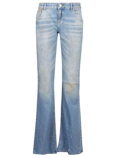 Shop Blumarine Distressed-finish Flared Jeans In Contry Blue