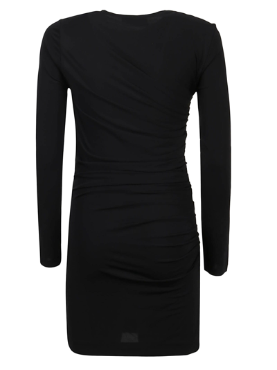 Shop Dsquared2 Ruched Long Sleeve Mini Dress In Black