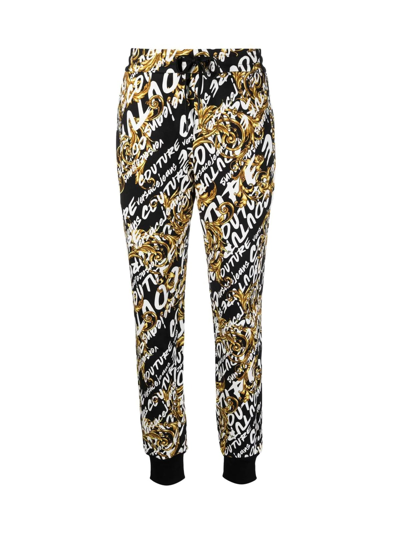 Shop Versace Jeans Couture Logo Track Trousers In Black Gold