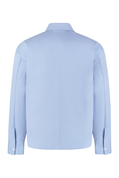 Shop Valentino Cotton Poplin Shirt In Blue