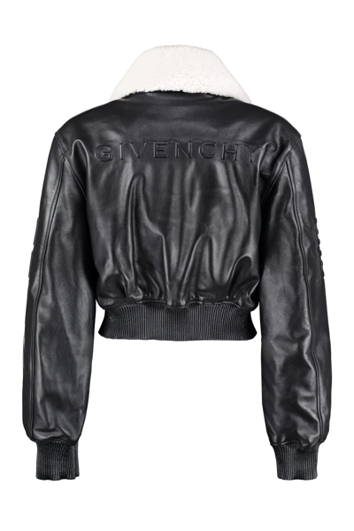 Shop Givenchy Lambskin Bomber Jacket In Black