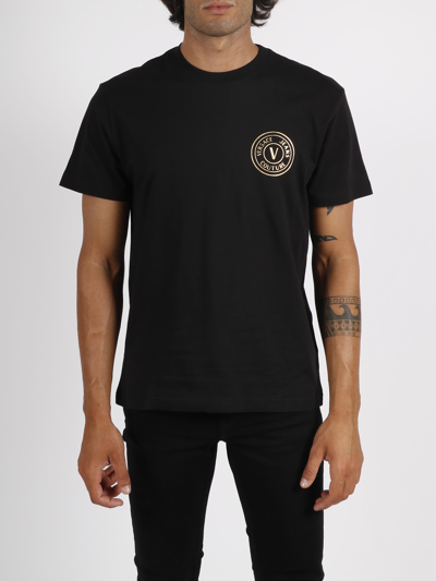 Shop Versace Jeans Couture V-emblem T-shirt In Black