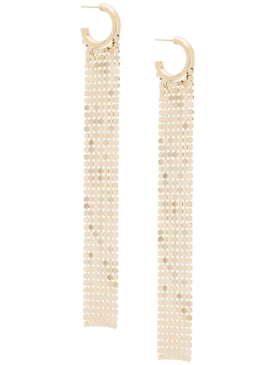 Shop Rabanne Pixel Long Hoop In Gold