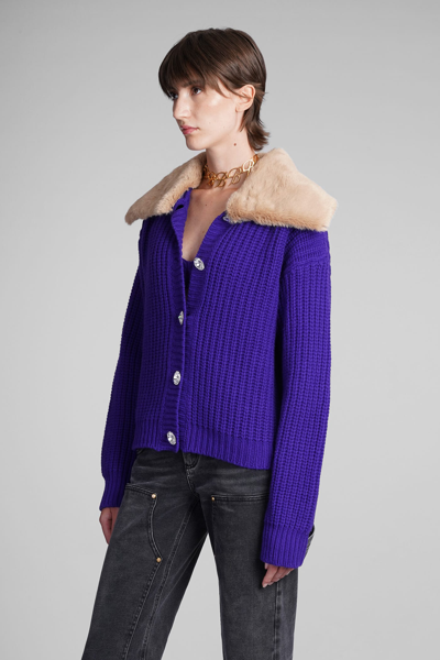 Shop Blumarine Cardigan In Viola Wool