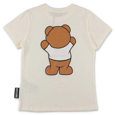 Shop Moschino T-shirt Teddy Bear Bianca In Jersey Di Cotone In Bianco