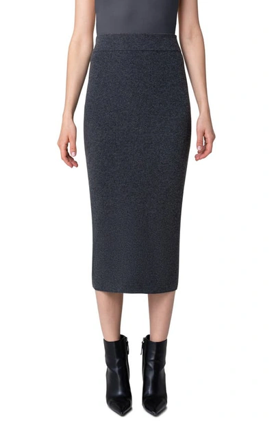 Shop Akris Punto Ribbed Virgin Wool & Cashmere Midi Skirt In Slate