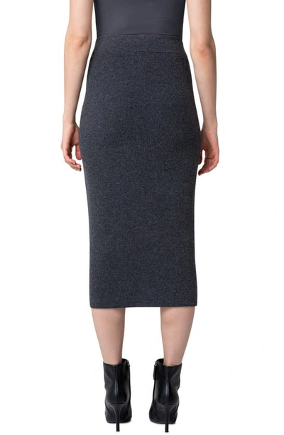 Shop Akris Punto Ribbed Virgin Wool & Cashmere Midi Skirt In Slate