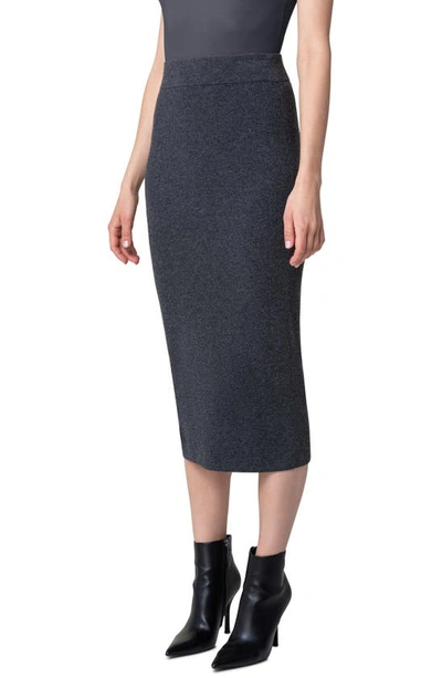 Shop Akris Punto Ribbed Virgin Wool & Cashmere Midi Skirt In Slate