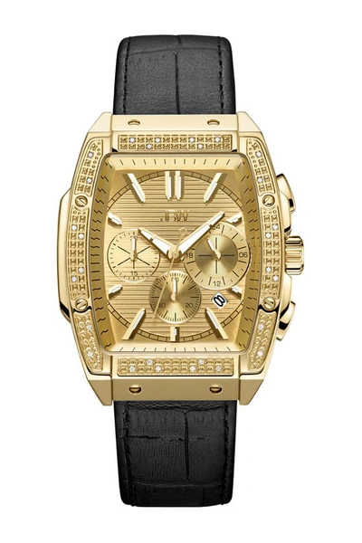 Shop Jbw Echelon Diamond Chronograph Croc Embossed Leather Strap Watch, 41mm In Black