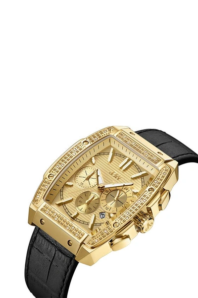 Shop Jbw Echelon Diamond Chronograph Croc Embossed Leather Strap Watch, 41mm In Black