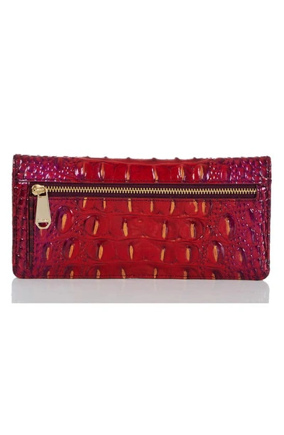 Shop Brahmin Ady Croc Embossed Leather Wallet In Ruby Ombre Melbourne