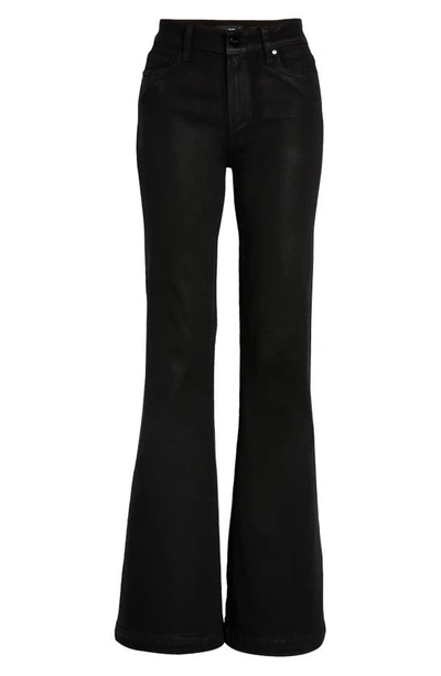 Shop Paige Genevieve High Waist Flare Jeans In Black Fog Luxe Coating