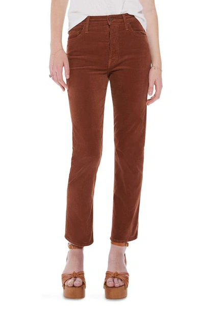 Shop Mother The Tomcat Ankle Straight Leg Corduroy Pants In Friar Brown