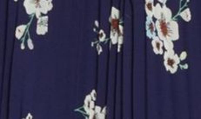 Shop Self-portrait Pansy Print Cutout Long Sleeve Chiffon Midi Dress In Multi