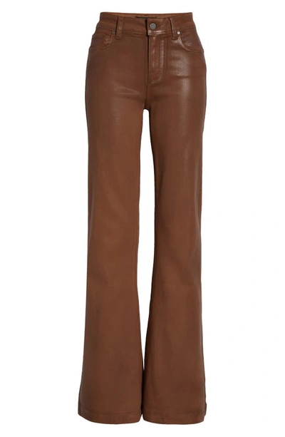 Shop Paige Genevieve Coated Wide Leg Jeans In Cognac Luxe Coating