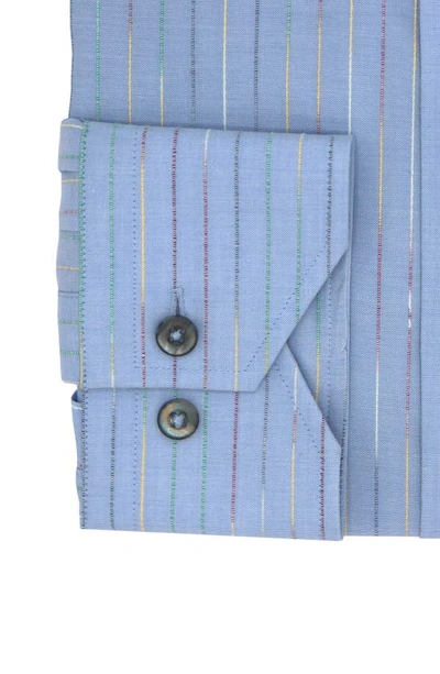 Shop Lorenzo Uomo Trim Fit Stripe Dress Shirt In Light Blue