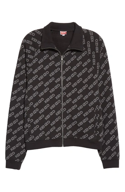 Shop Kenzo Monogram Print Knit Jacket In Black