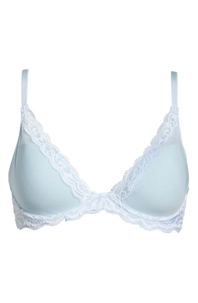 Shop Natori Feathers Underwire Contour Bra In Baby Blue / White