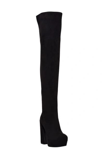 Guess Women's Cristy Heavy Heel Platform Over The Knee Boots Women's Shoes  In Black | ModeSens