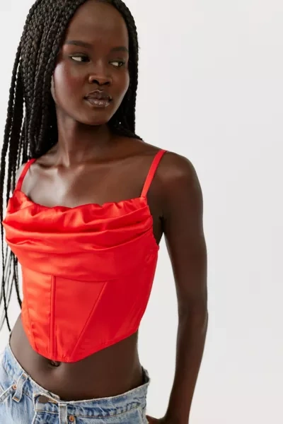 Urban Outfitters Uo Lexi Satin Cowl Corset Top In Red