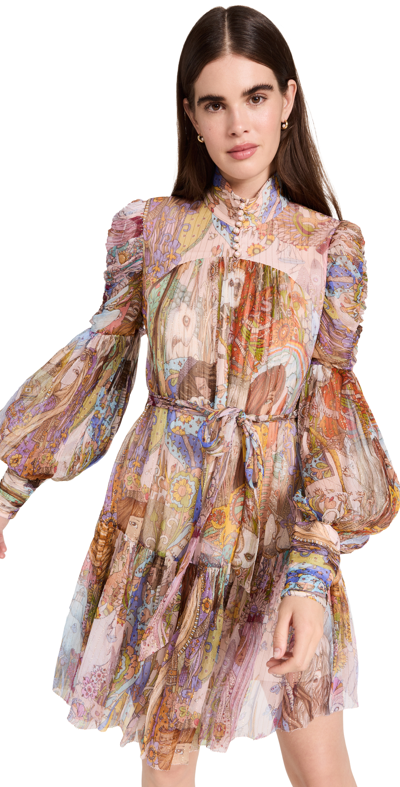 Shop Zimmermann Kaleidoscope Metallic Mini Dress In Zodiac Star Girls