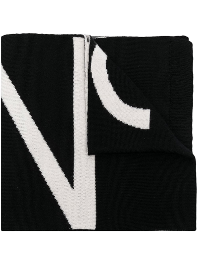 Shop N°21 Intarsia-knit Logo Scarf In Black