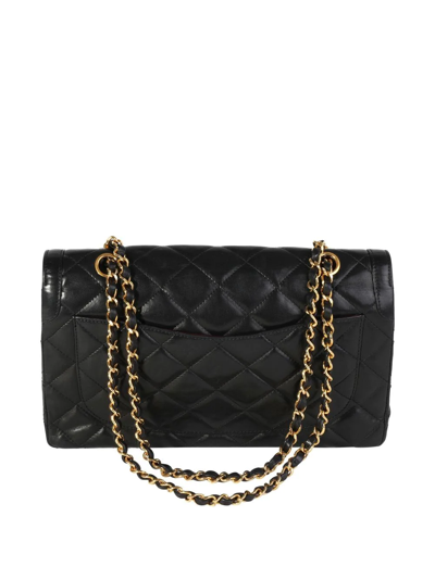 Pre-owned Chanel 1991-1994 Double Flap Shoulder Bag In Black