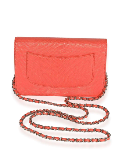 Pre-owned Chanel Cc Wallet On Chain In Orange