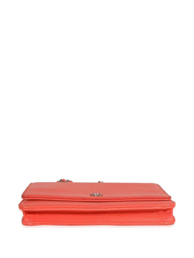 Pre-owned Chanel Cc Wallet On Chain In Orange