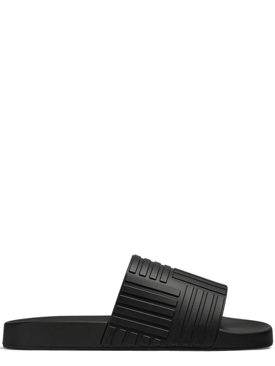 Shop Bottega Veneta Black Rubber Sandals In Nero