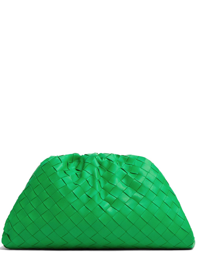 Shop Bottega Veneta Green Leather Teen Clutch With Intrecciato Pattern