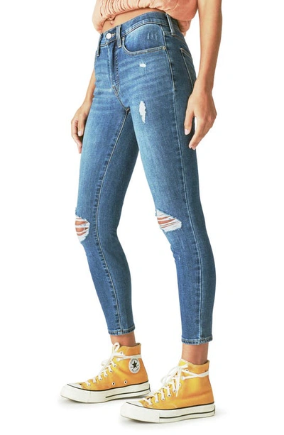 Lucky Brand Bridgette Distressed High Waist Ankle Crop Skinny Jeans In Finchley Road