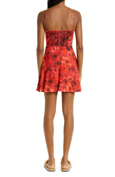 Shop Alice And Olivia Glinda Floral Print Spaghetti Strap Minidress In Oceanside Floral Perfect Ruby