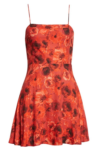 Shop Alice And Olivia Glinda Floral Print Spaghetti Strap Minidress In Oceanside Floral Perfect Ruby
