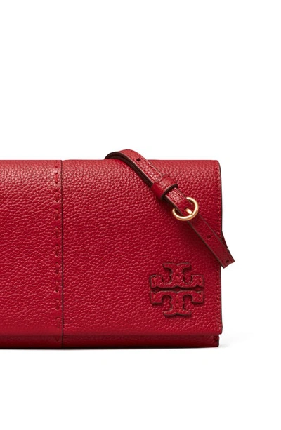 Shop Tory Burch Mcgraw Leather Wallet Crossbody In Tory Red