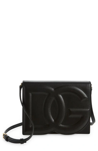 Shop Dolce & Gabbana Dg Logo Flap Leather Crossbody Bag In Black