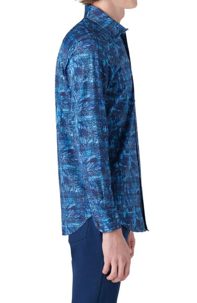Bugatchi Ooohcotton® Peacock Stretch Cotton Button-up Shirt In Peacock