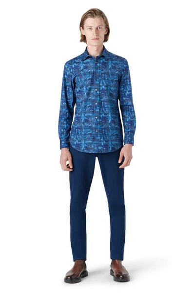 Bugatchi Ooohcotton® Peacock Stretch Cotton Button-up Shirt In Peacock