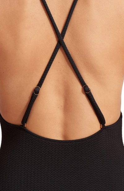 Seafolly Sea Dive Scoop Neck One-piece Swimsuit In Black