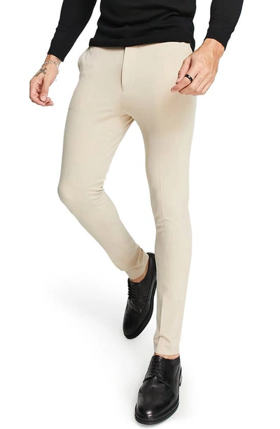 Shop Asos Design Superskinny Smart Trousers In Stone