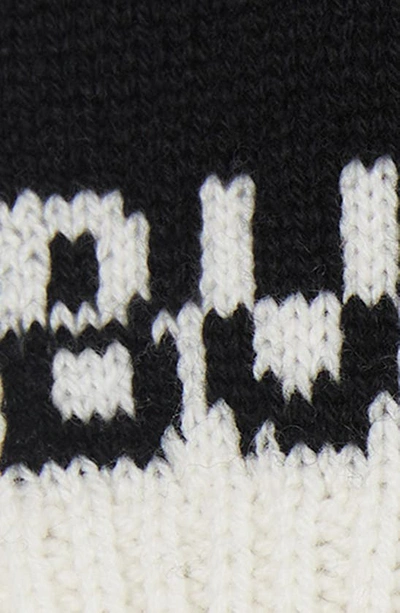 Shop Burberry Intarsia Logo Cashmere Blend Gloves In Black/ White