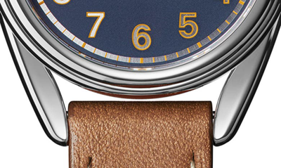 Shop Shinola Derby Leather Strap Watch, 30.5mm In Cadet Blue