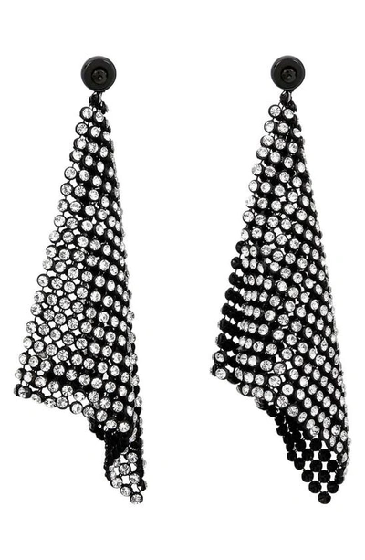 Shop Givenchy Large G Mesh Crystal Drop Earrings In 001-black
