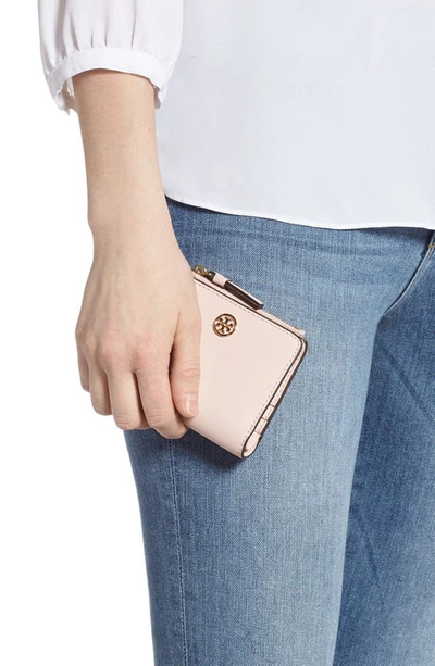 Shop Tory Burch Robinson Mini Wallet In Shell Pink