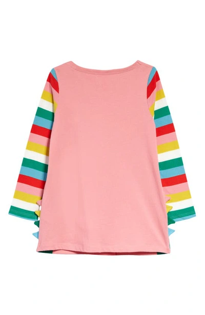 Shop Mini Boden Kids' Animal Appliqué Cotton Tunic Top In Pink Lemonade Dinosaur