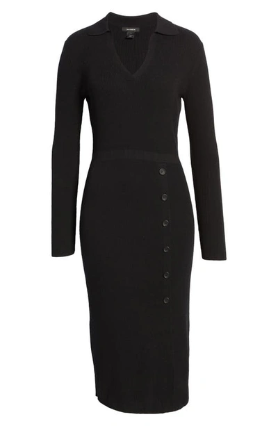 Shop Halogen Ribbed Long Sleeve Sweater Dress In Black