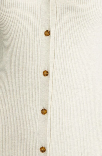 Shop Caslon Long Sleeve Button-up Rib Sweater Dress In Beige Oatmeal Light Heather